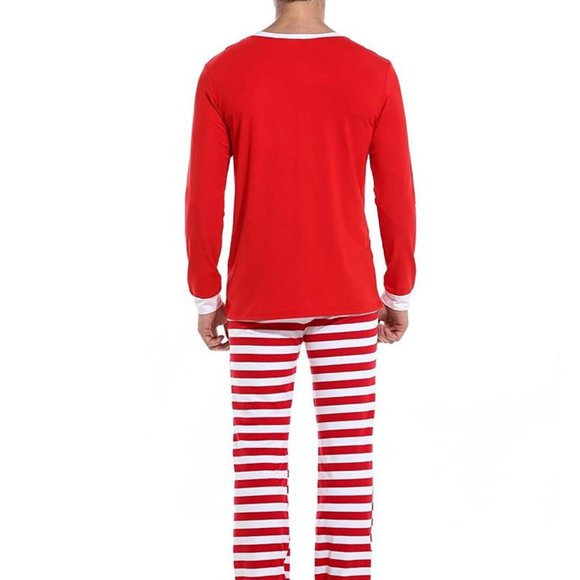 Matching Red White Striped Winter Christmas Family Pajamas PJs Men Women Kids - Picture 7 of 16